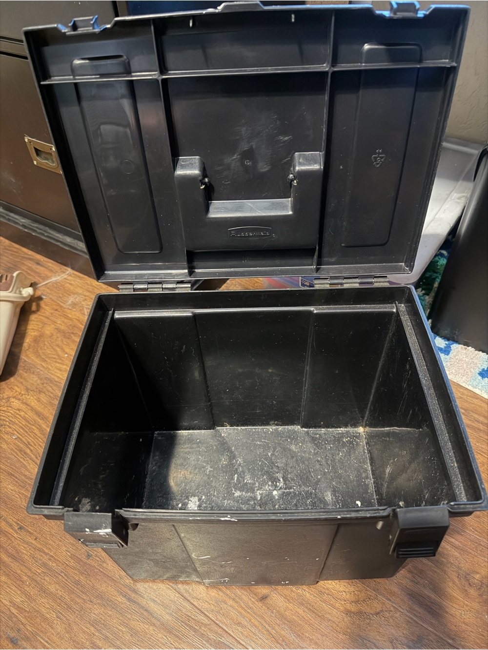 Black Plastic Storage Case for Electronics - Durable Laptop & Parts Organizer